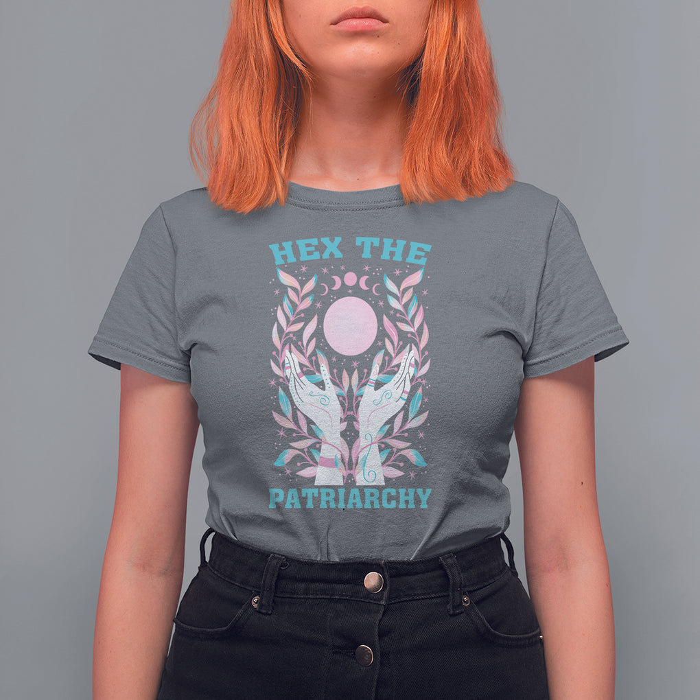 Feminist Witch T Shirt For Women Hex The Patriarchy Celestial Moon TS09 Charcoal Printyourwear
