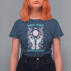 Feminist Witch T Shirt For Women Hex The Patriarchy Celestial Moon TS09 Navy Printyourwear