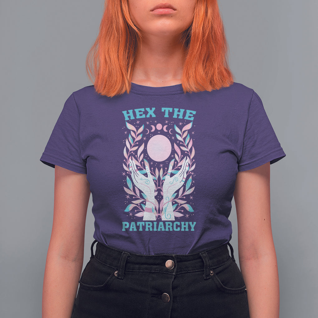 Feminist Witch T Shirt For Women Hex The Patriarchy Celestial Moon TS09 Purple Printyourwear