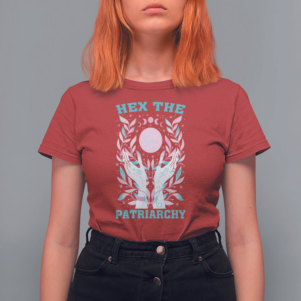 Feminist Witch T Shirt For Women Hex The Patriarchy Celestial Moon TS09 Red Printyourwear