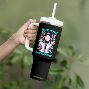 Feminist Witch Tumbler With Handle Hex The Patriarchy Celestial Moon TS09 Print Your Wear