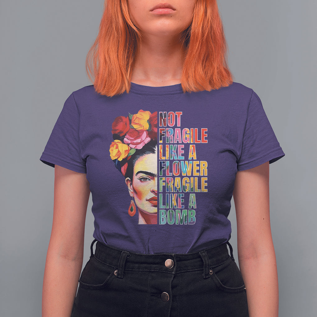 Women's Rights T Shirt For Women Not Fragile Like A Flower Fragile Like A Bomb TS09 Purple Printyourwear