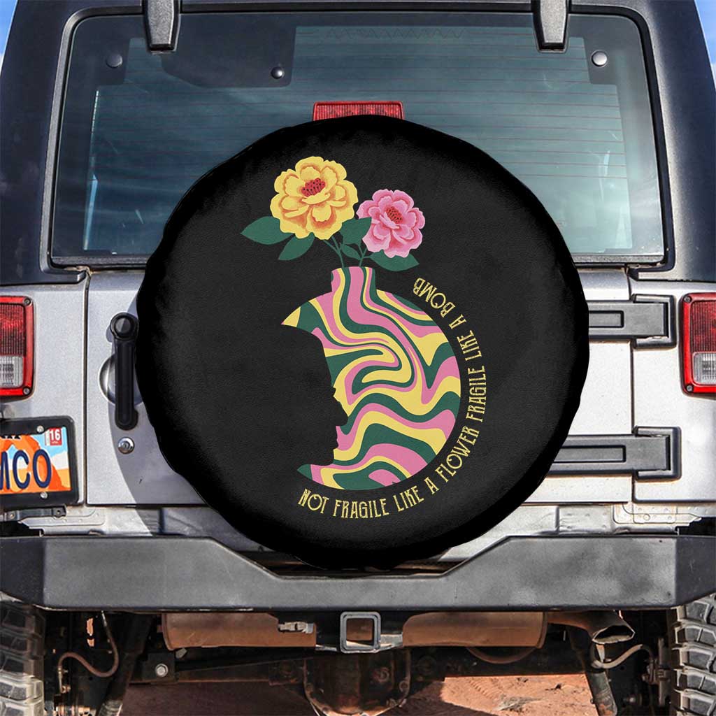 Not Fragile Like A Flower Fragile Like A Bomb Women's Rights RBG Ruth Bader Ginsburg Spare Tire Cover TS09 No hole Black Print Your Wear