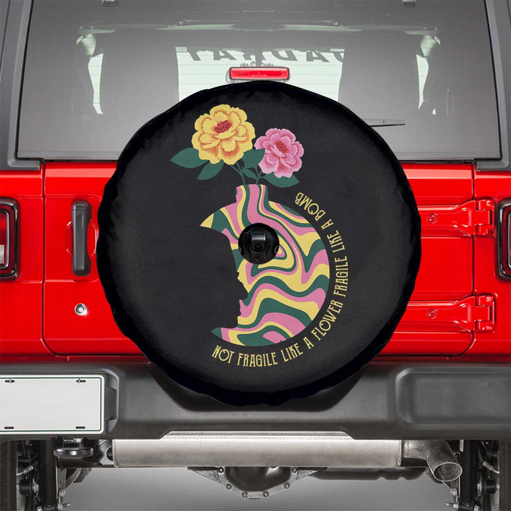 Not Fragile Like A Flower Fragile Like A Bomb Women's Rights RBG Ruth Bader Ginsburg Spare Tire Cover TS09 Black Print Your Wear