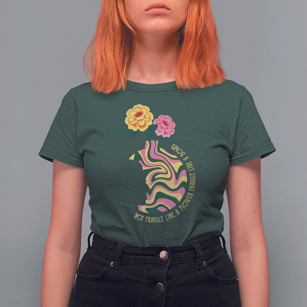Not Fragile Like A Flower Fragile Like A Bomb Women's Rights RBG Ruth Bader Ginsburg T Shirt For Women TS09 Dark Forest Green Printyourwear