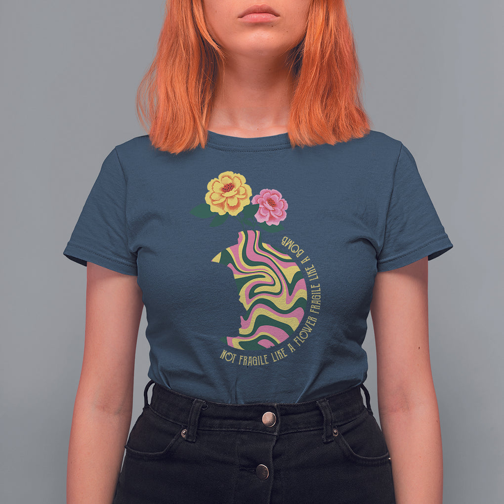 Not Fragile Like A Flower Fragile Like A Bomb Women's Rights RBG Ruth Bader Ginsburg T Shirt For Women TS09 Navy Printyourwear