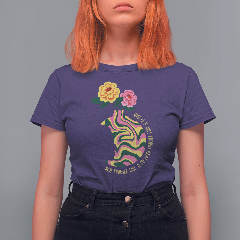 Not Fragile Like A Flower Fragile Like A Bomb Women's Rights RBG Ruth Bader Ginsburg T Shirt For Women TS09 Purple Printyourwear