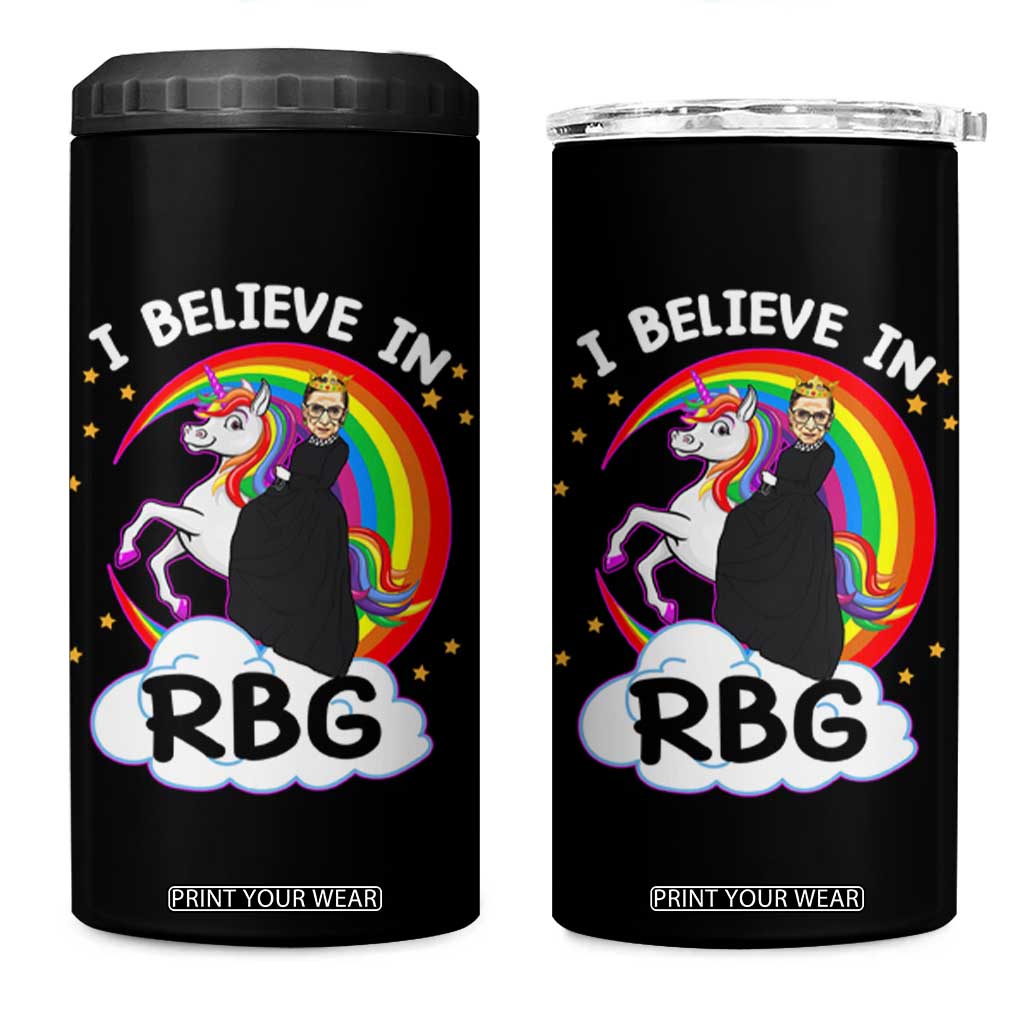 I Believe In RBG Unicorn Feminist Women's Rights 4 in 1 Can Cooler Tumbler TS09 One Size: 16 oz Black Print Your Wear