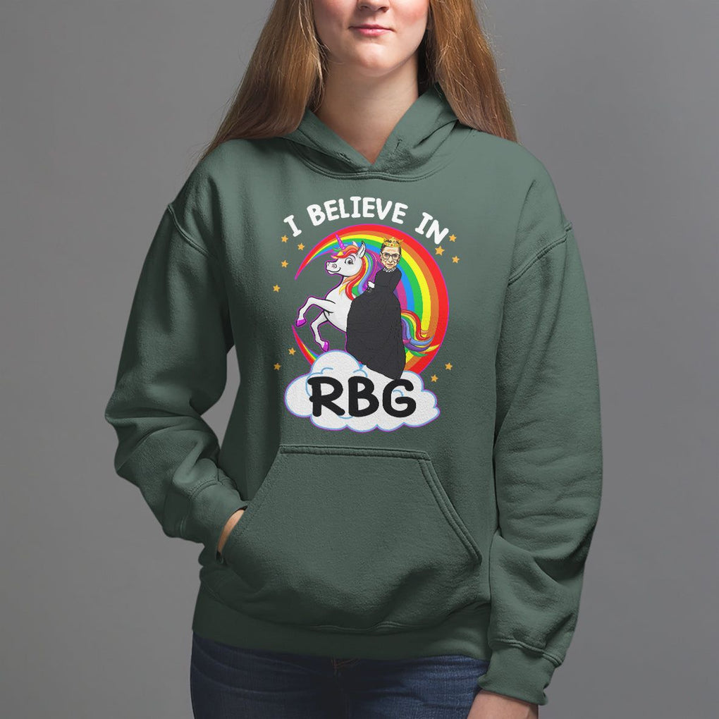 I Believe In RBG Unicorn Feminist Women's Rights Hoodie TS09 Dark Forest Green Printyourwear