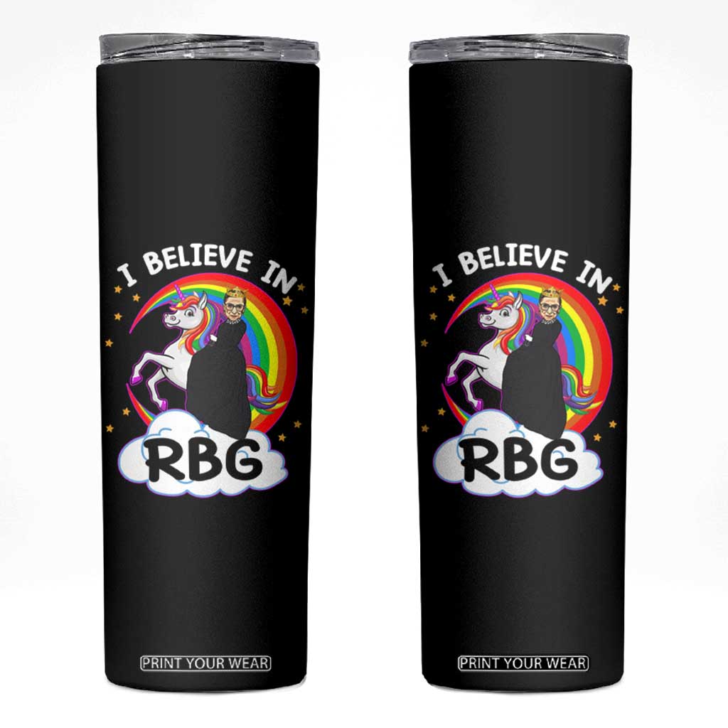 I Believe In RBG Unicorn Feminist Women's Rights Skinny Tumbler TS09 Black Print Your Wear