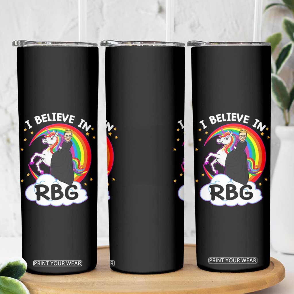 I Believe In RBG Unicorn Feminist Women's Rights Skinny Tumbler TS09 Print Your Wear