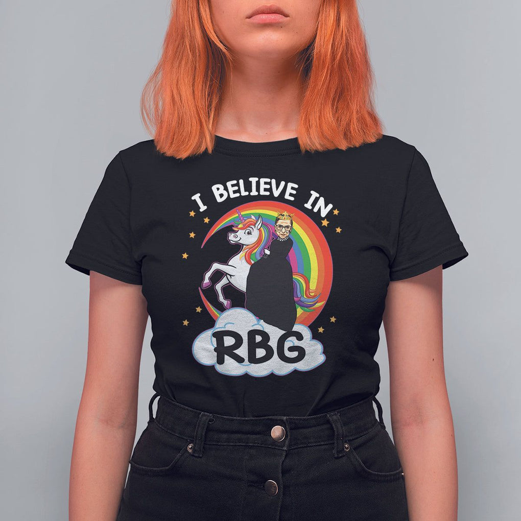 I Believe In RBG Unicorn Feminist Women's Rights T Shirt For Women TS09 Black Printyourwear