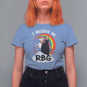 I Believe In RBG Unicorn Feminist Women's Rights T Shirt For Women TS09 Carolina Blue Printyourwear