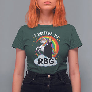 I Believe In RBG Unicorn Feminist Women's Rights T Shirt For Women TS09 Dark Forest Green Printyourwear