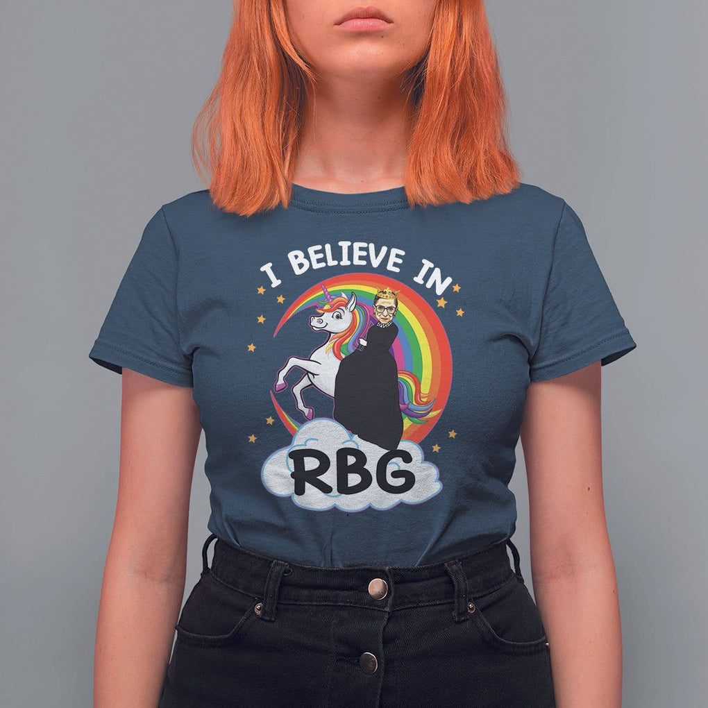 I Believe In RBG Unicorn Feminist Women's Rights T Shirt For Women TS09 Navy Printyourwear