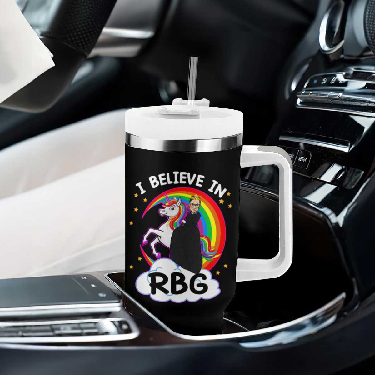 I Believe In RBG Unicorn Feminist Women's Rights Tumbler With Handle TS09 Print Your Wear