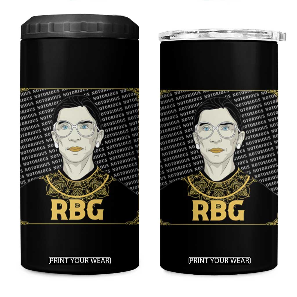 Feminist 4 in 1 Can Cooler Tumbler Notorious RBG Ruth Bader Ginsburg Women's Rights TS09 One Size: 16 oz Black Print Your Wear