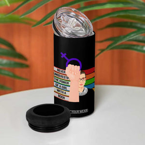 Feminist 4 in 1 Can Cooler Tumbler Never Underestimate The Power Of A Girl With A Book RBG TS09 Print Your Wear