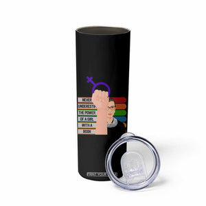 Feminist Skinny Tumbler Never Underestimate The Power Of A Girl With A Book RBG TS09 Print Your Wear