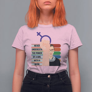 Feminist T Shirt For Women Never Underestimate The Power Of A Girl With A Book RBG TS09 Light Pink Printyourwear