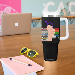 Feminist Tumbler With Handle Never Underestimate The Power Of A Girl With A Book RBG TS09 Print Your Wear