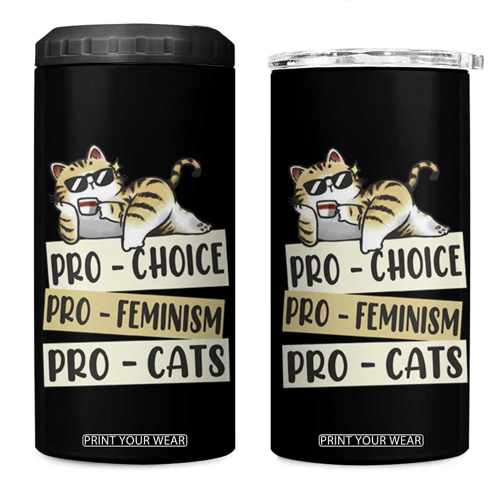 Feminist 4 in 1 Can Cooler Tumbler Pro Choice Pro Feminism Pro Cats Funny Cat Coffee TS09 One Size: 16 oz Black Print Your Wear