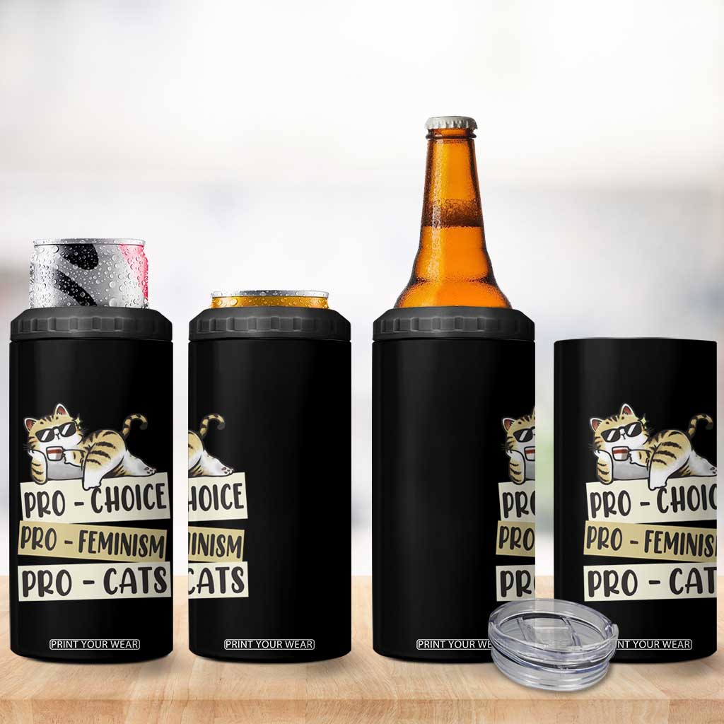Feminist 4 in 1 Can Cooler Tumbler Pro Choice Pro Feminism Pro Cats Funny Cat Coffee TS09 Print Your Wear