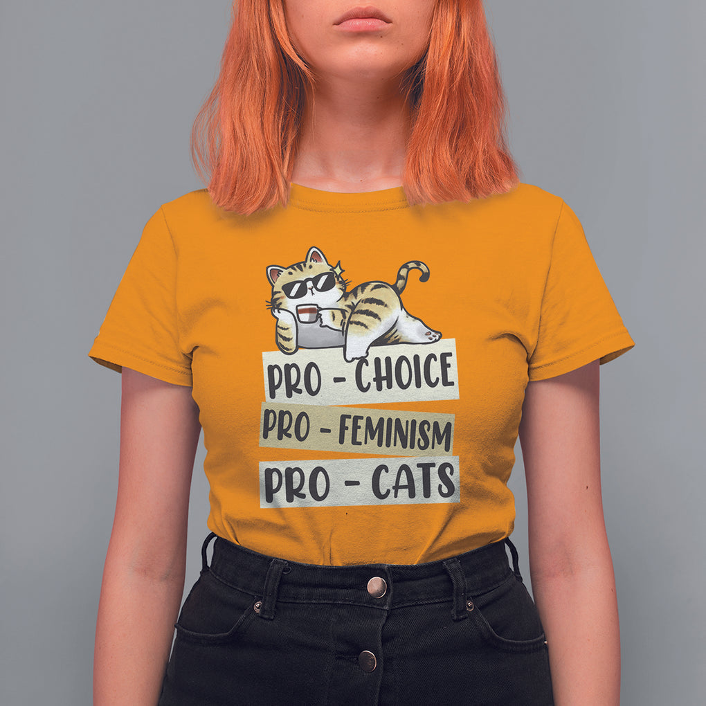 Feminist T Shirt For Women Pro Choice Pro Feminism Pro Cats Funny Cat Coffee TS09 Gold Printyourwear
