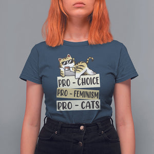 Feminist T Shirt For Women Pro Choice Pro Feminism Pro Cats Funny Cat Coffee TS09 Navy Printyourwear