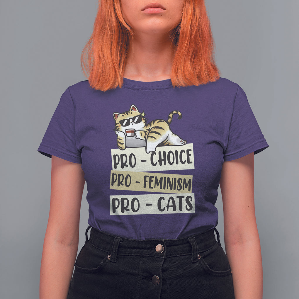 Feminist T Shirt For Women Pro Choice Pro Feminism Pro Cats Funny Cat Coffee TS09 Purple Printyourwear