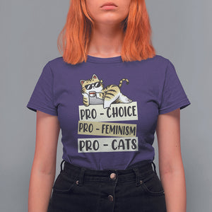 Feminist T Shirt For Women Pro Choice Pro Feminism Pro Cats Funny Cat Coffee TS09 Purple Printyourwear