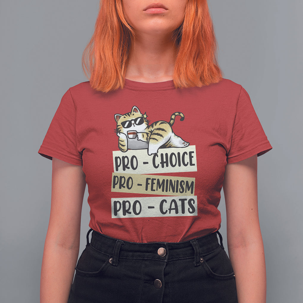 Feminist T Shirt For Women Pro Choice Pro Feminism Pro Cats Funny Cat Coffee TS09 Red Printyourwear