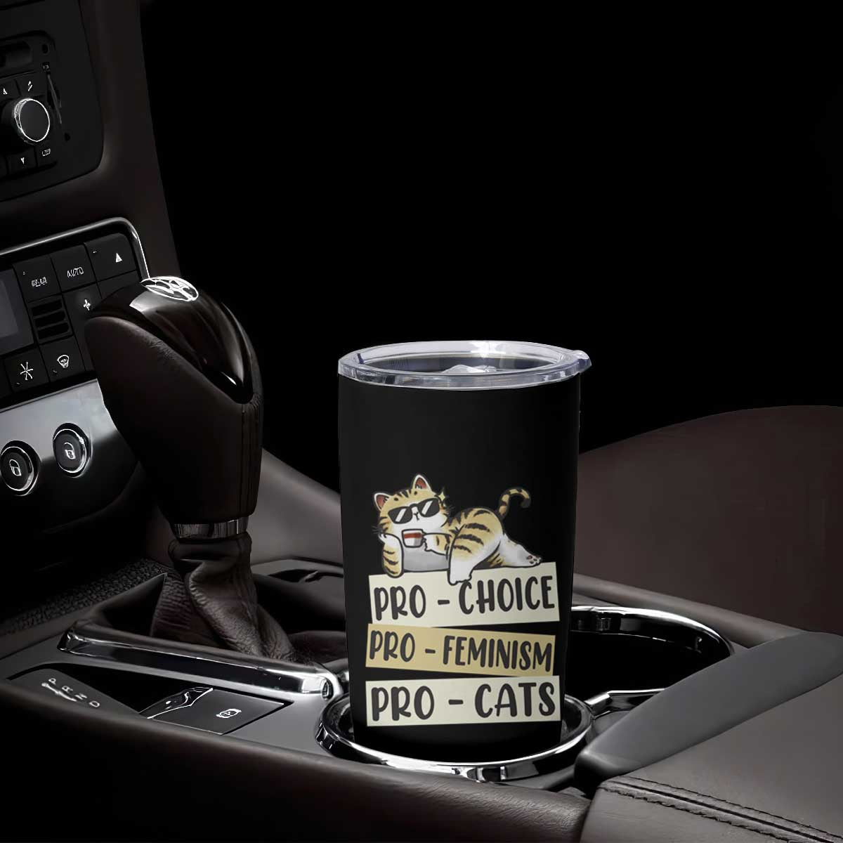 Feminist Tumbler Cup Pro Choice Pro Feminism Pro Cats Funny Cat Coffee TS09 Print Your Wear