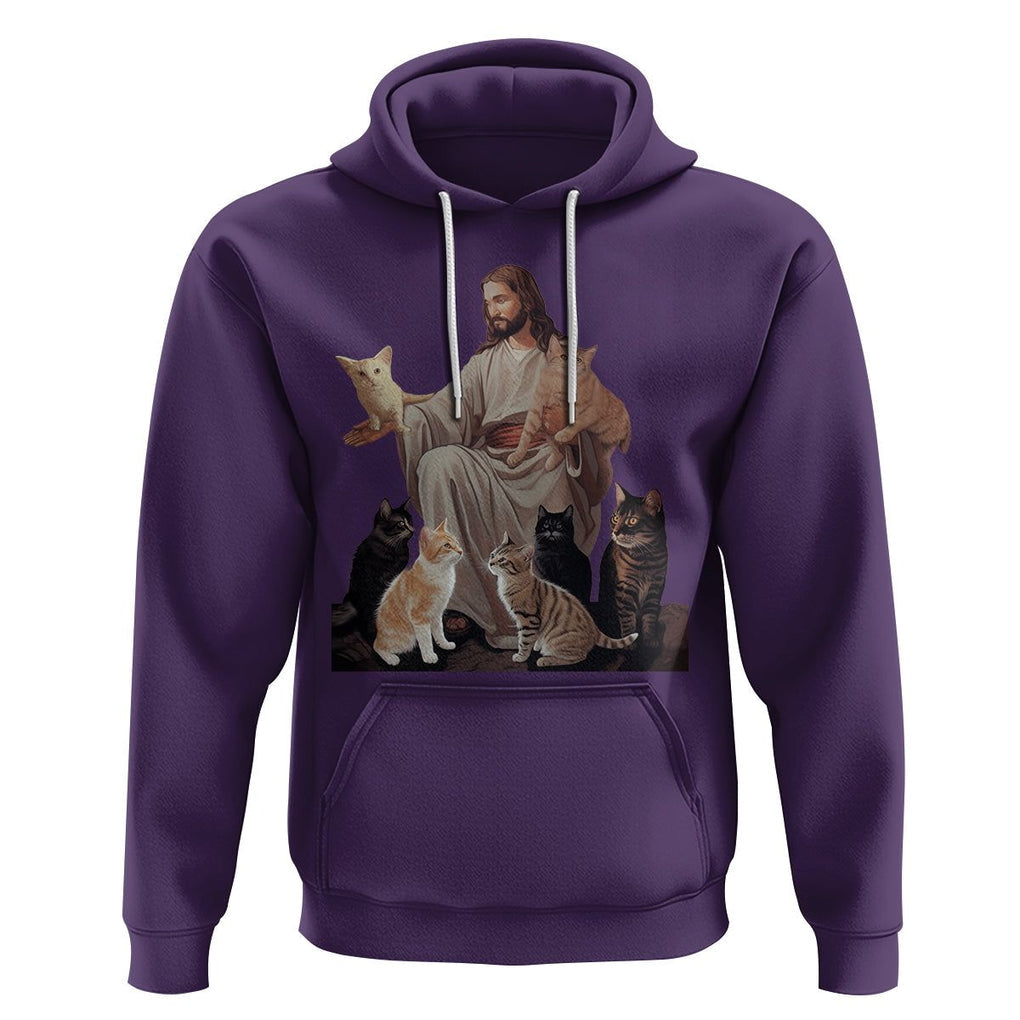 Jesus Hugs Cats Funny Christian Cat Lover Hoodie TS09 Purple Printyourwear