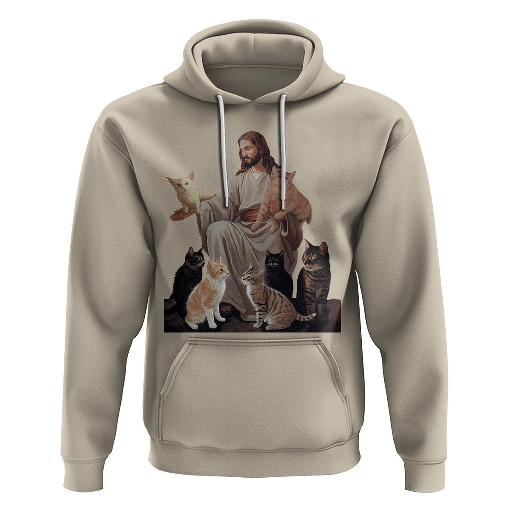 Jesus Hugs Cats Funny Christian Cat Lover Hoodie TS09 Sand Printyourwear