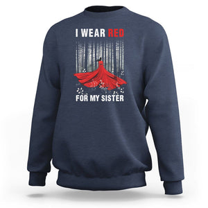 MMIW Sweatshirt I Wear Red For My Sister Native American TS09 Navy Printyourwear