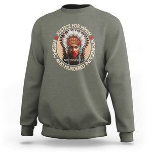 MMIW Sweatshirt Justice For Missing Murdered Indigenous Women Girl TS09 Military Green Printyourwear
