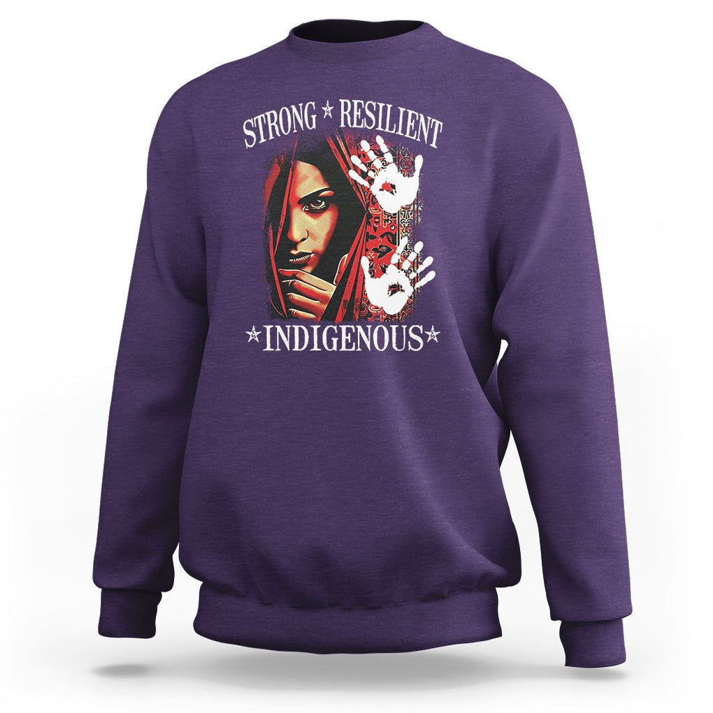 MMIW Sweatshirt Strong Resilient Indigenous Women Native American TS09 Purple Printyourwear