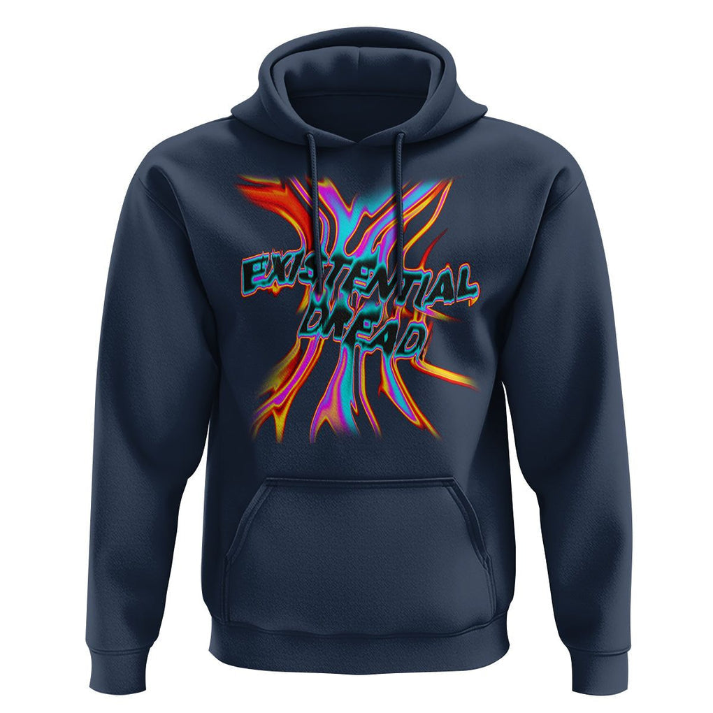 Mental Health Hoodie Existential Dread Liquid Melting Typography TS09 Navy Printyourwear