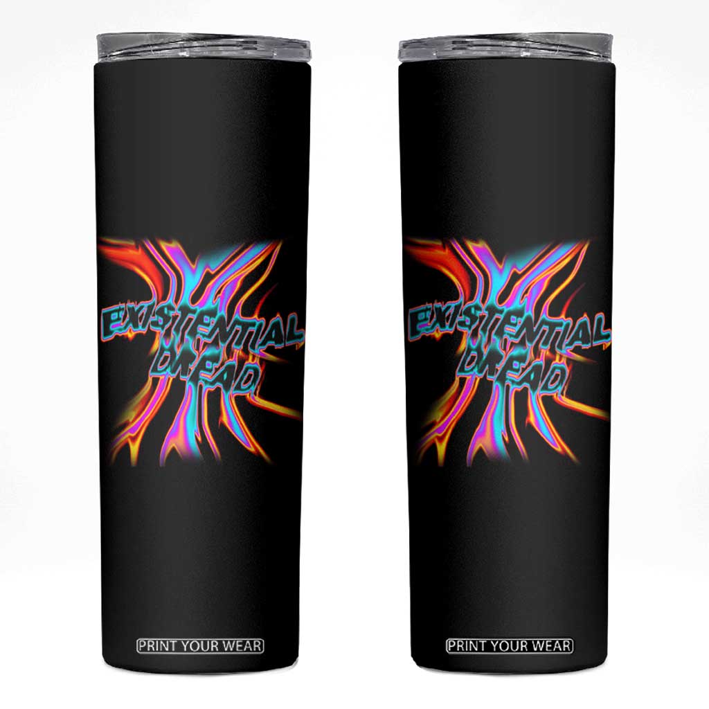 Mental Health Skinny Tumbler Existential Dread Liquid Melting Typography TS09 Black Print Your Wear