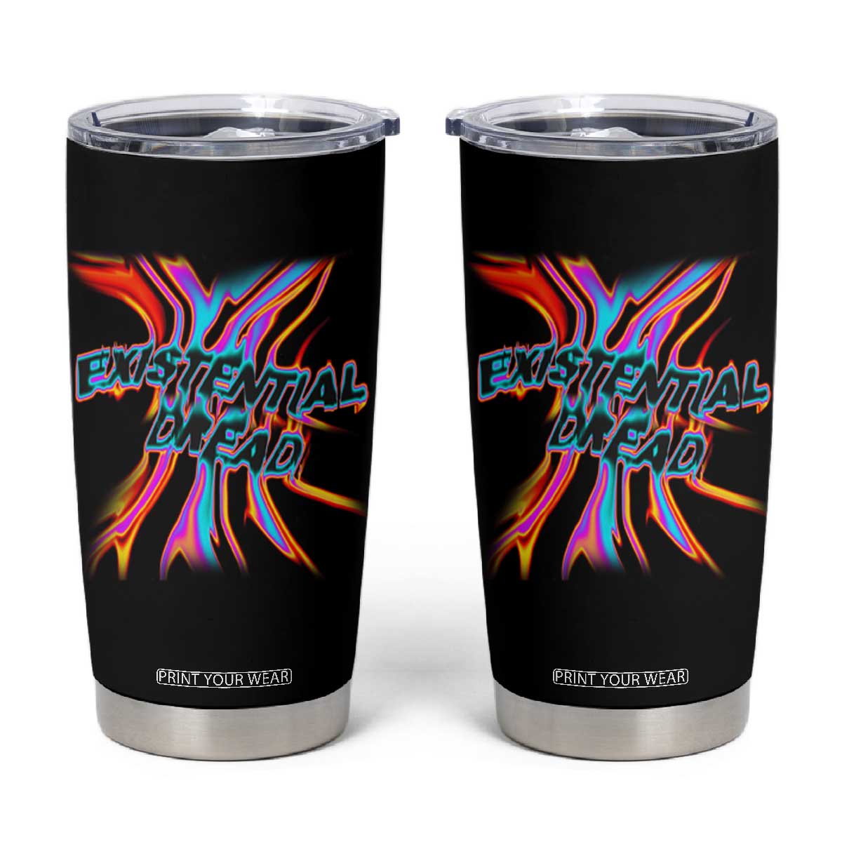 Mental Health Tumbler Cup Existential Dread Liquid Melting Typography TS09 Black Print Your Wear