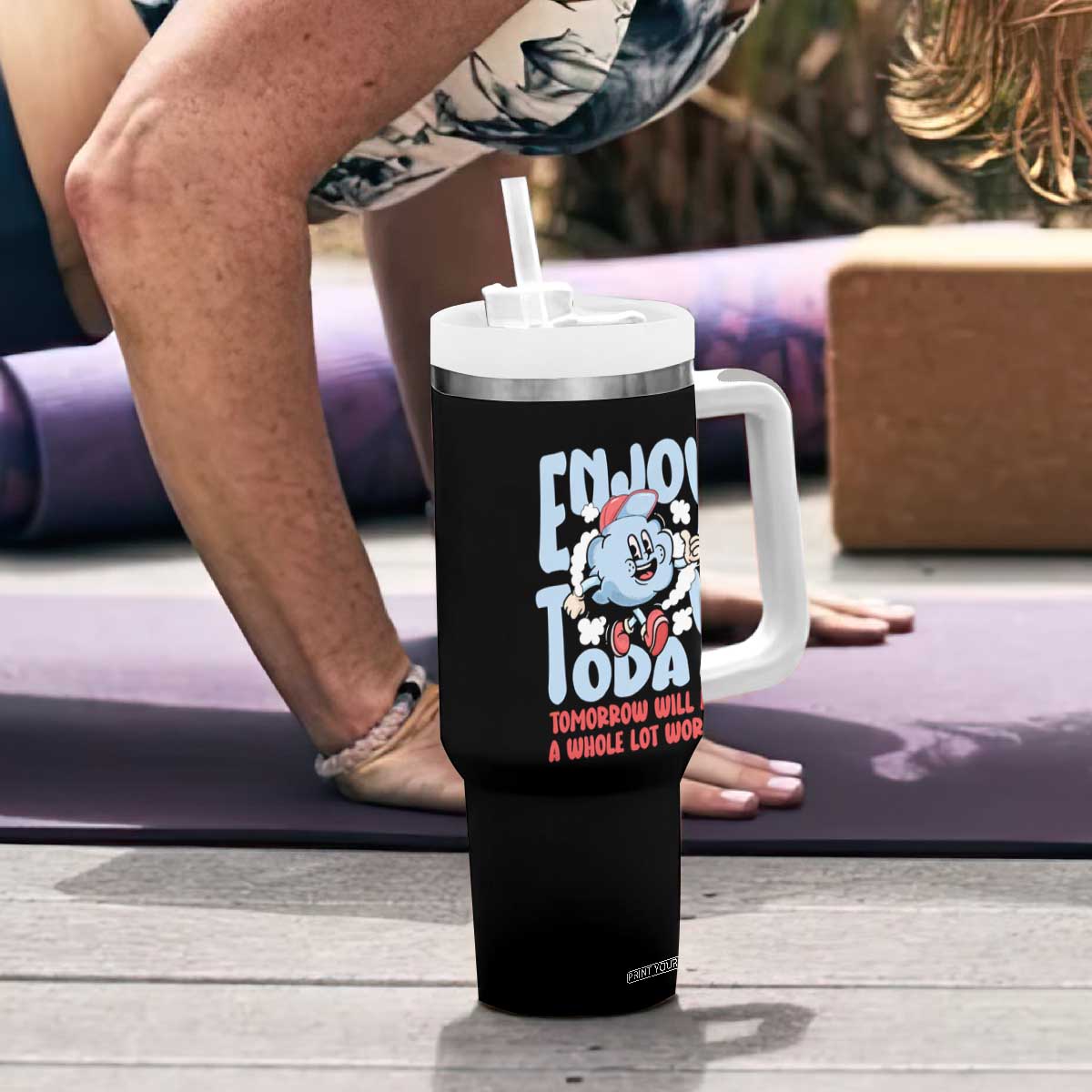 Mental Health Crisis Tumbler With Handle Enjoy Today Tomorrow Will Be A Whole Lot Worse Existential Dread TS09 Print Your Wear