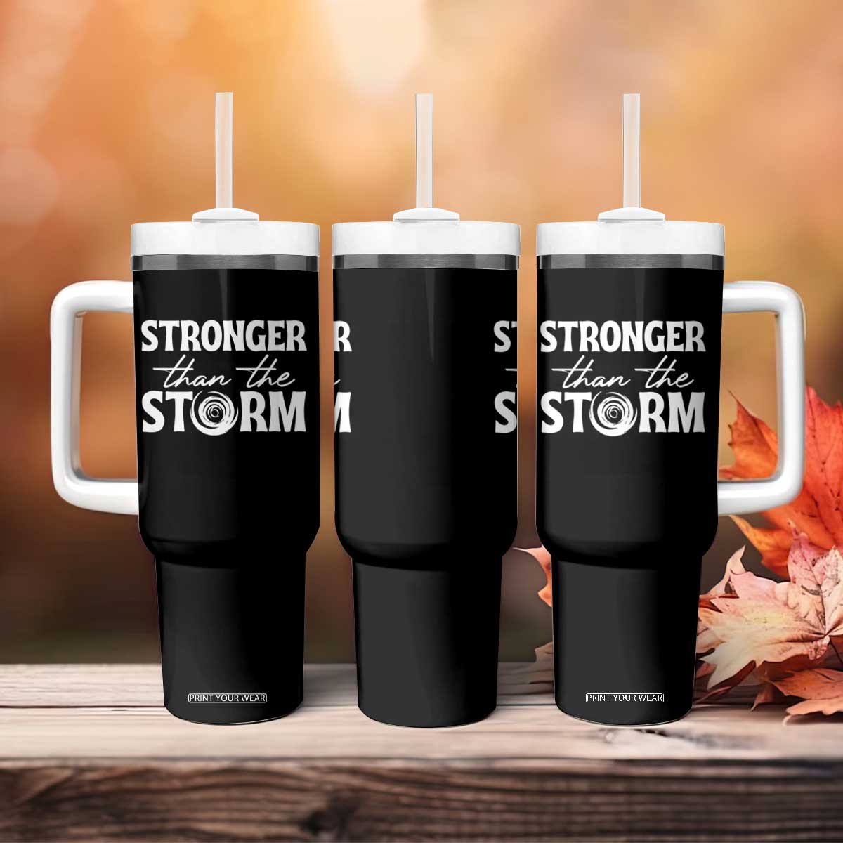 Mental Health Awareness Tumbler With Handle Stronger Than The Storm Warrior TS09 Print Your Wear