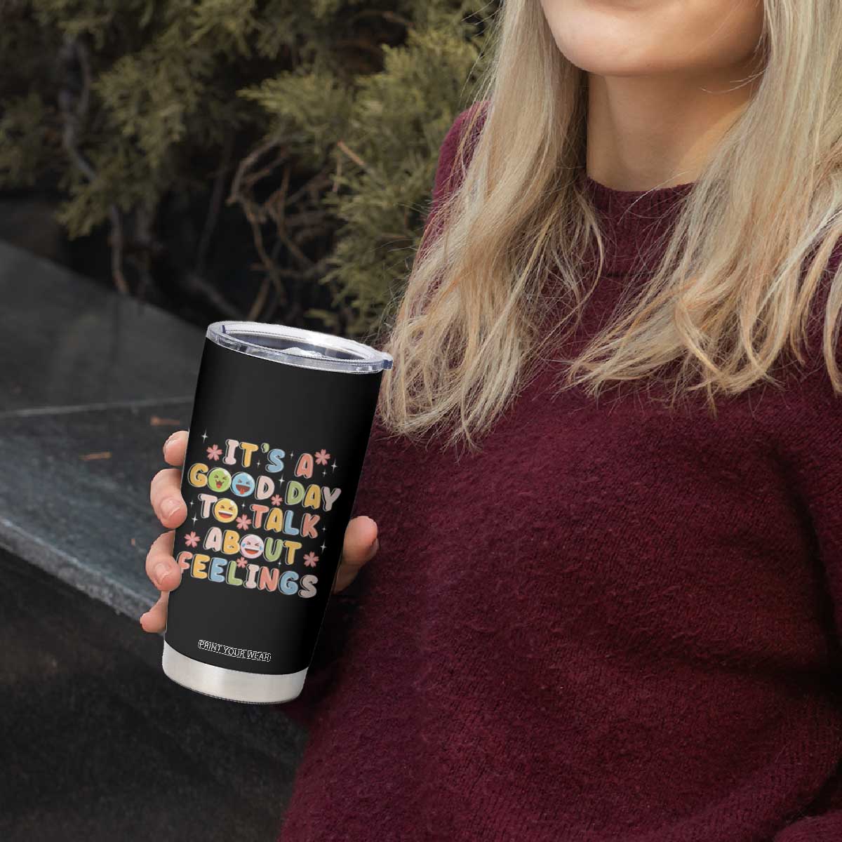 Mental Health Awareness Tumbler Cup It's Good Day to Talk About Feelings Counselor Therapist TS09 Print Your Wear