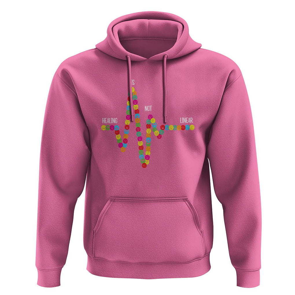 Mental Health Hoodie Healing Is Not Linear Emotion Faces TS09 Azalea Printyourwear