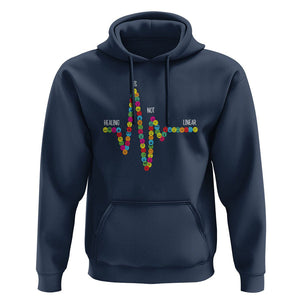 Mental Health Hoodie Healing Is Not Linear Emotion Faces TS09 Navy Printyourwear