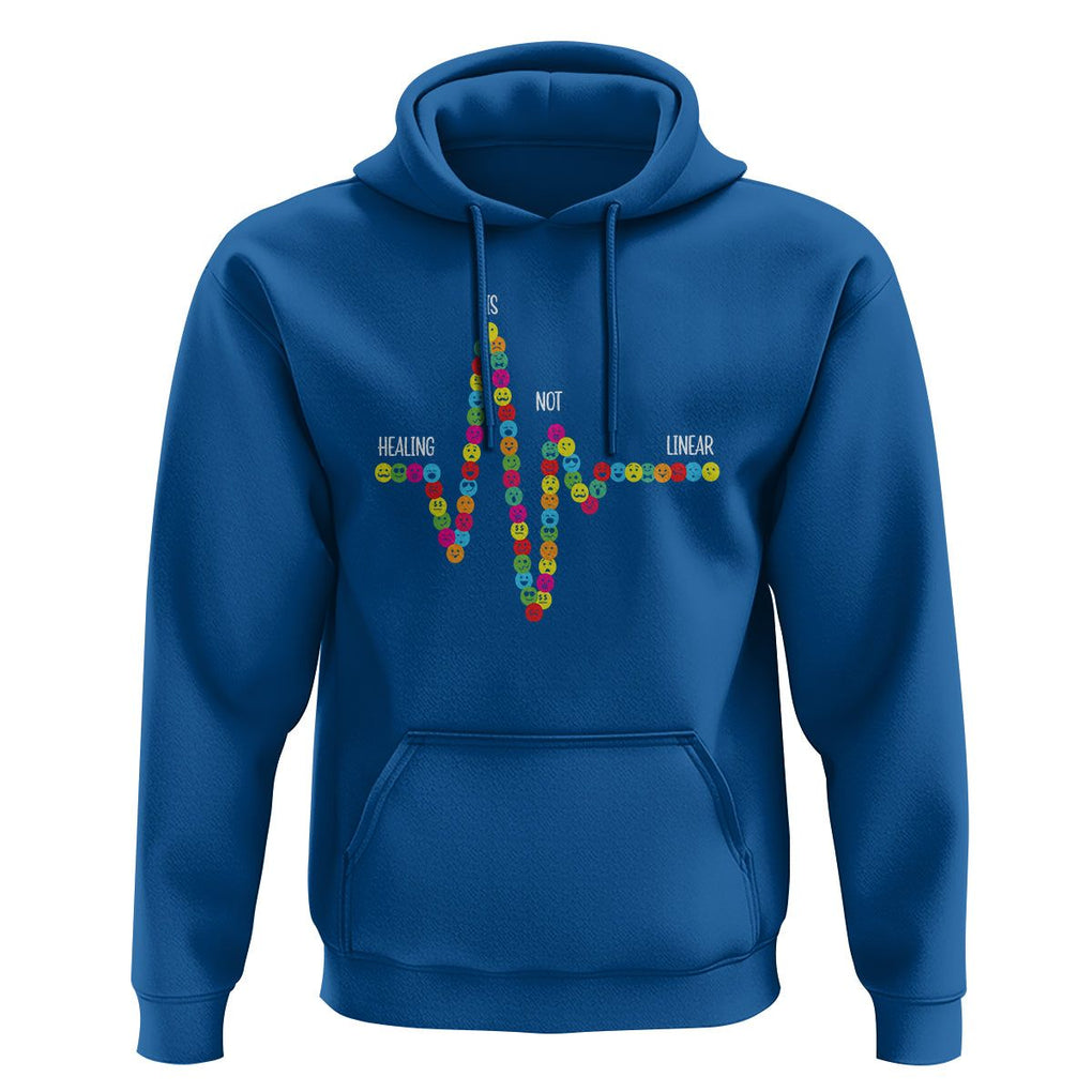 Mental Health Hoodie Healing Is Not Linear Emotion Faces TS09 Royal Blue Printyourwear