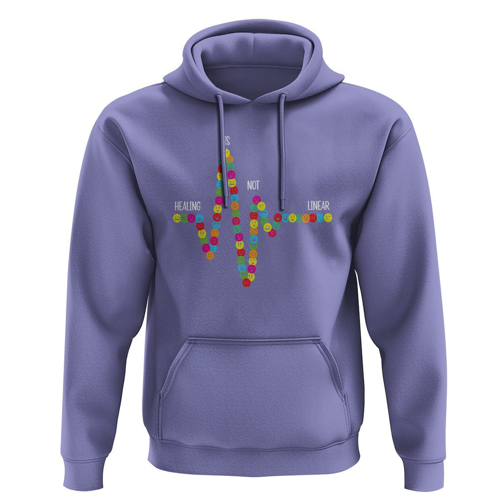 Mental Health Hoodie Healing Is Not Linear Emotion Faces TS09 Violet Printyourwear