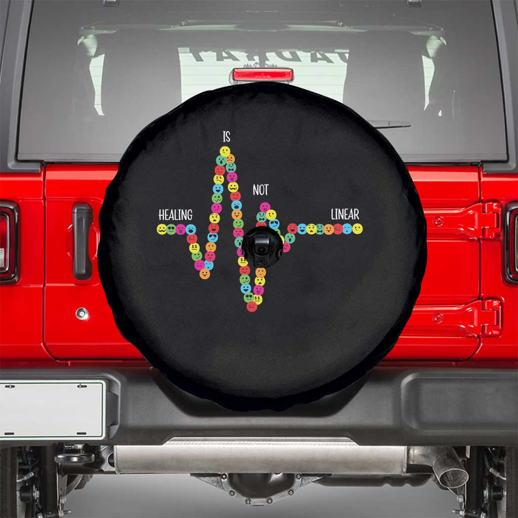 Mental Health Spare Tire Cover Healing Is Not Linear Emotion Faces TS09 Black Print Your Wear