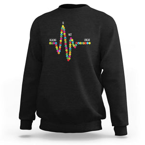 Mental Health Sweatshirt Healing Is Not Linear Emotion Faces TS09 Black Printyourwear